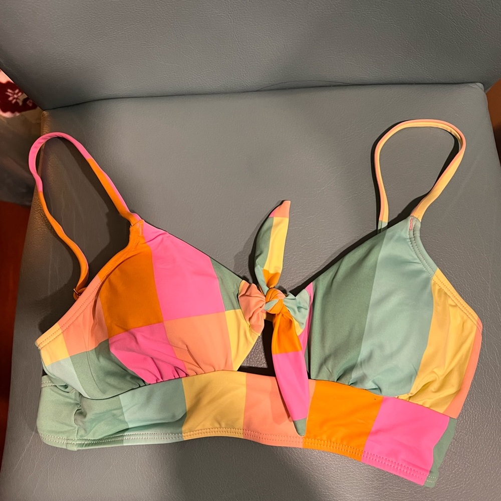 The Bikini Lab Colorful Bikini with Triangle Cutout and Tie